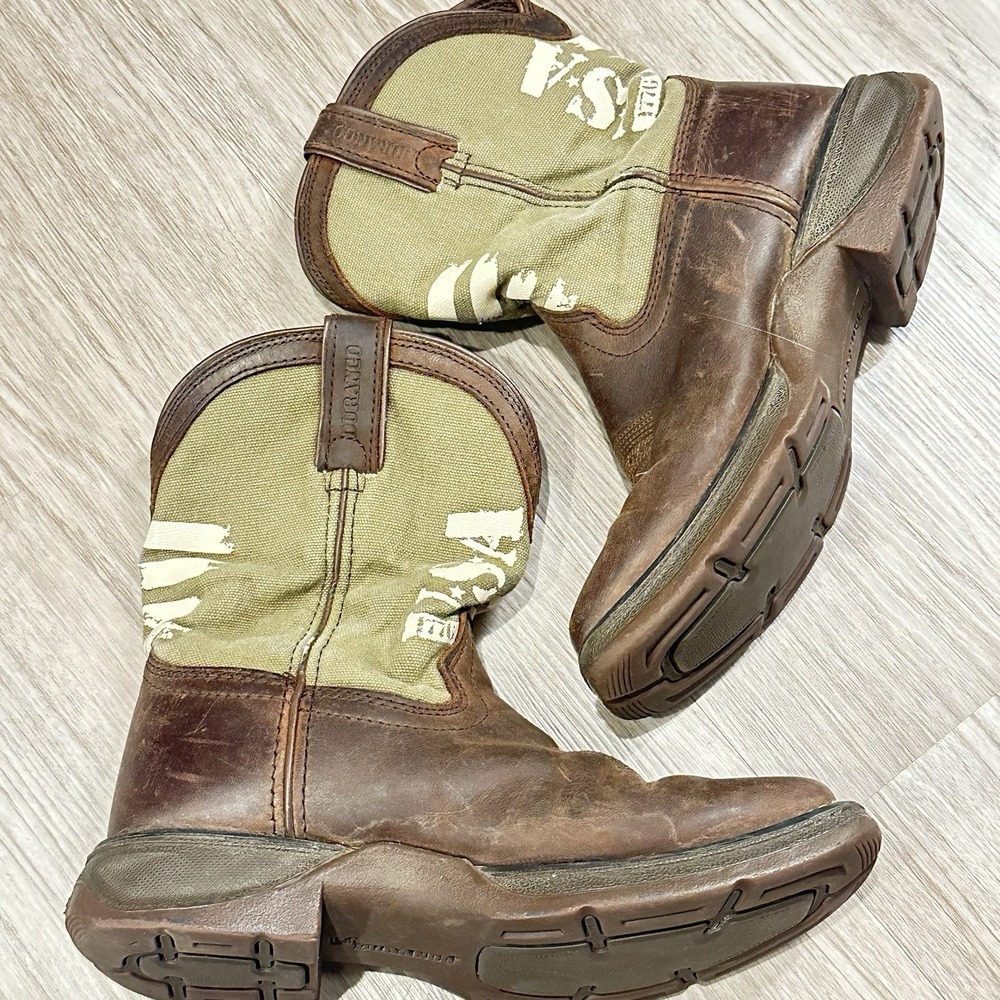 Durango Lil Rebel Cowboy Boots 2 Brown Army Green Western Square Toe America USA